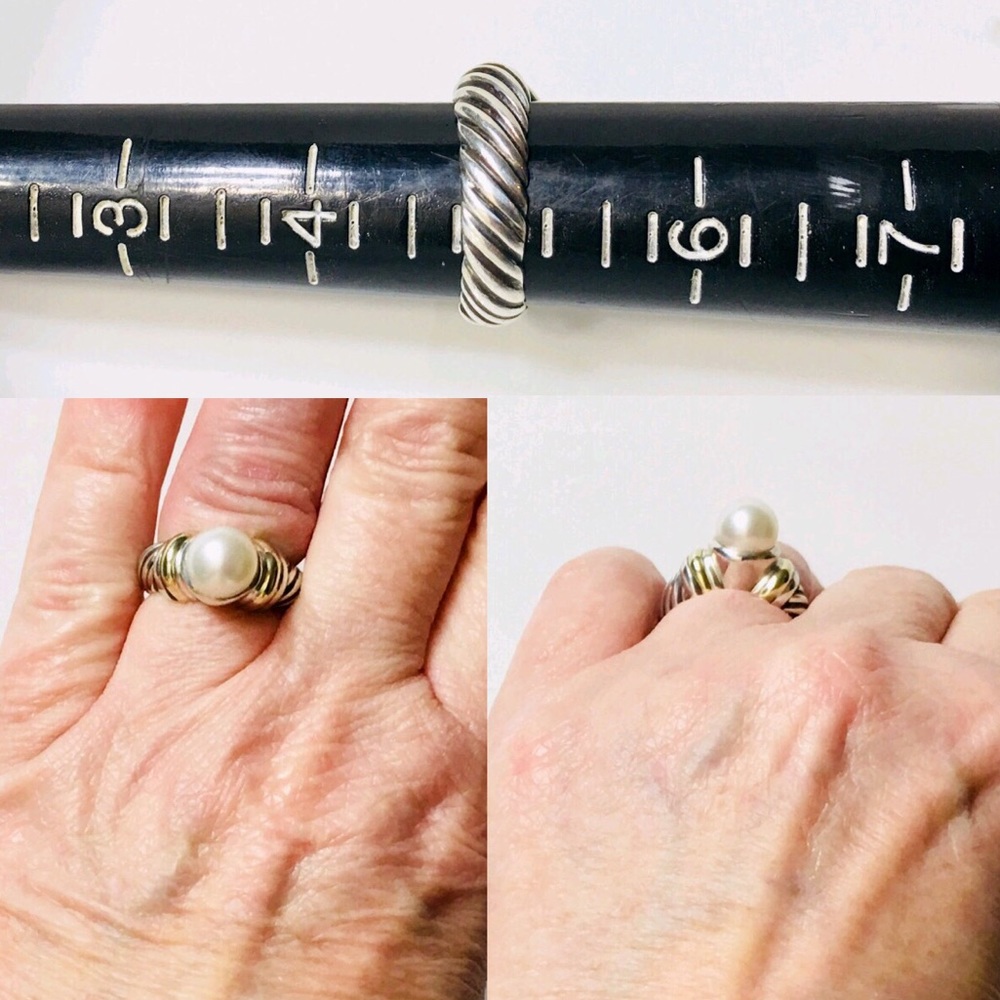 David Yurman Sterling 14k Gold Pearl Ring - Picture 5 of 7